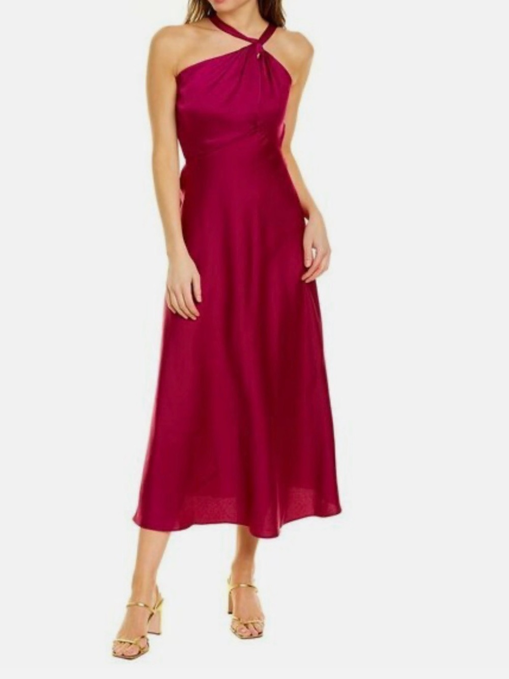 Just...Taylor One-Shoulder Midi Dress in Berry